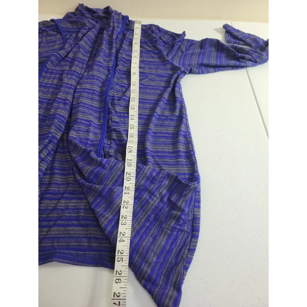 41 Hawthorn Cardigan Sweater Open Front Striped Draped Knit Blue Gray Size Large